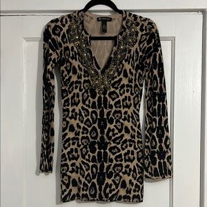 INC International Concepts Leopard Knit Top EUC
